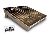 Mini Cornhole Boards - Blue & Red Line Deer & Fish Flag