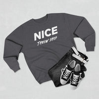 NICE Throw Shop Unisex Crewneck Sweatshirt White Logo – Multiple Colors