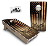 Mini Cornhole Boards - Blue & Red Line Deer & Fish Flag