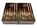 Mini Cornhole Boards - Blue & Red Line Deer & Fish Flag