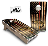 Mini Cornhole Boards - Blue & Red Line Deer & Fish Flag