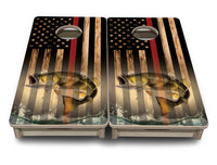 Mini Cornhole Boards - Blue & Red Line Deer & Fish Flag