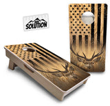 Mini Cornhole Boards - Light Wood Deer & Fish