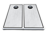 Red/Black Hole Ring Grey Wash Cornhole Boards - All Weather Series