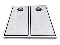 Red/Black Hole Ring Grey Wash Cornhole Boards - All Weather Series