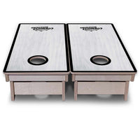 Vacation Cornhole Boards - Grey Wash CS Logo