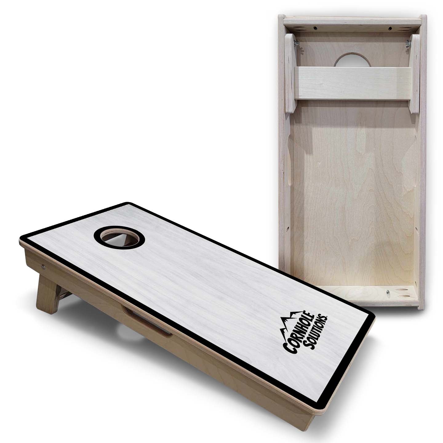 Vacation Cornhole Boards - Grey Wash CS Logo