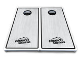 Red/Black Hole Ring Grey Wash Cornhole Boards - All Weather Series