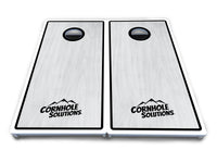 Red/Black Hole Ring Grey Wash Cornhole Boards - All Weather Series