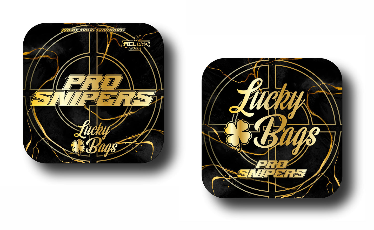 Pro Snipers Black / Gold Marble - Lucky Bags Cornhole