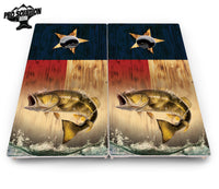 Texas Flag Deer & Fish Cornhole Boards - Pro Solution Elite Series