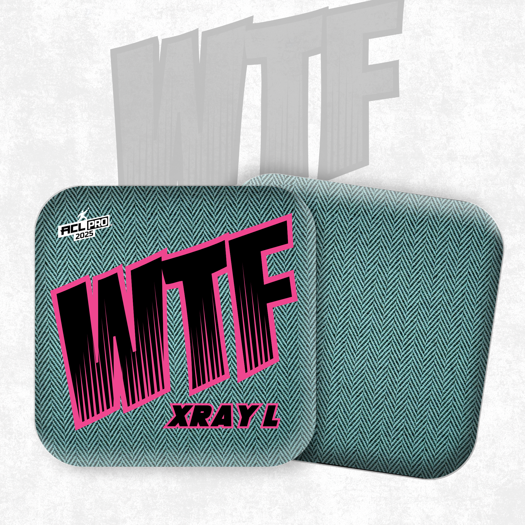 2026 WTF Cornhole X-RAY Aqua/Black carpet - ACL Pro Stamped Cornhole Bags - Set of 4 bags