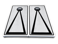 Red/Black Hole Ring Grey Wash Cornhole Boards - All Weather Series