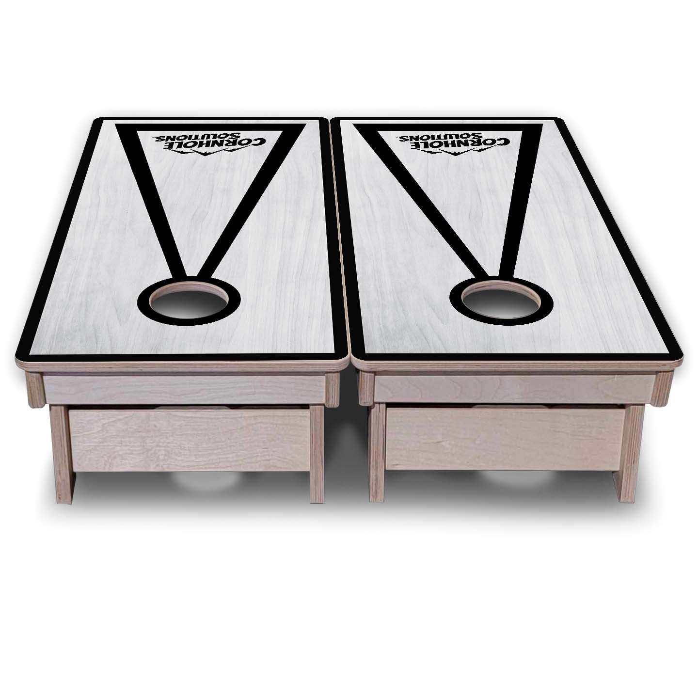 Vacation Cornhole Boards - Grey Wash CS Logo