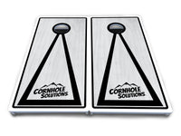 Red/Black Hole Ring Grey Wash Cornhole Boards - All Weather Series