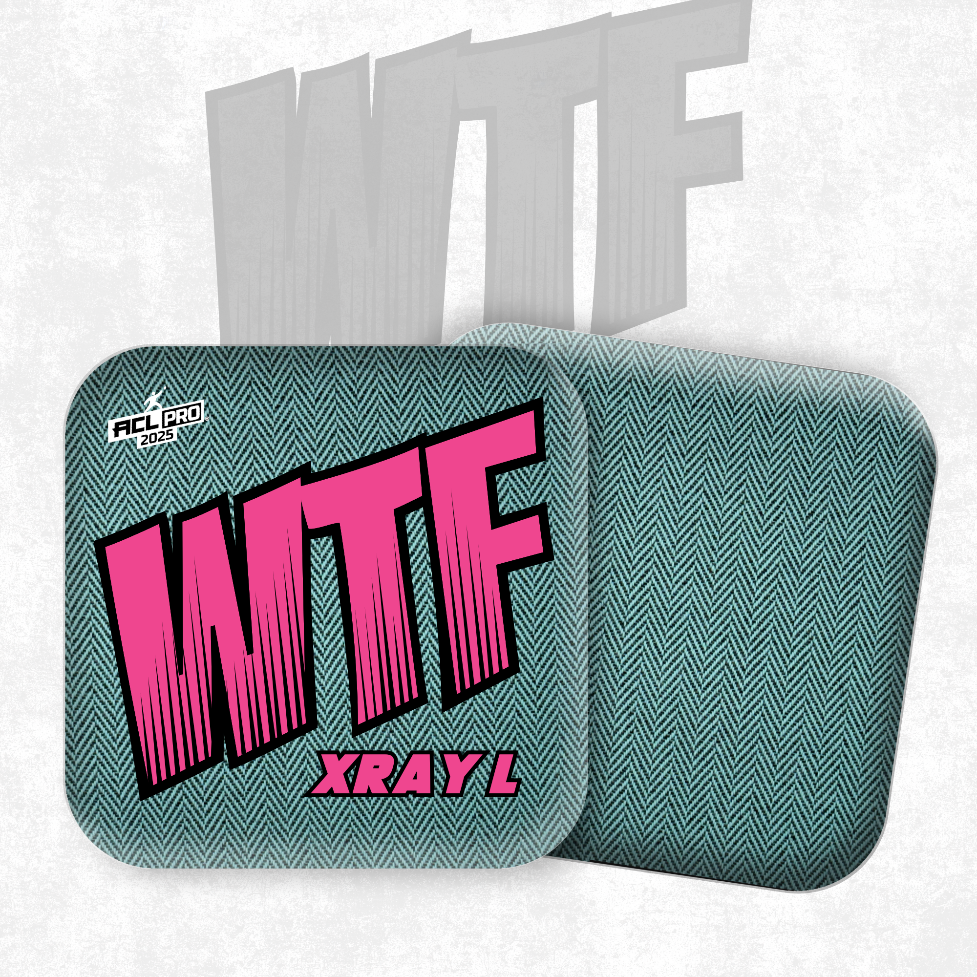 2026 WTF Cornhole X-RAY Aqua/Black carpet - ACL Pro Stamped Cornhole Bags - Set of 4 bags