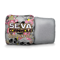 SEVA Cornhole - Guillotine 2.0 - Skulls and Flowers - Set of 4 Cornhole Bags