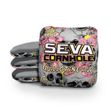 SEVA Cornhole - Guillotine 2.0 - Skulls and Flowers - Set of 4 Cornhole Bags
