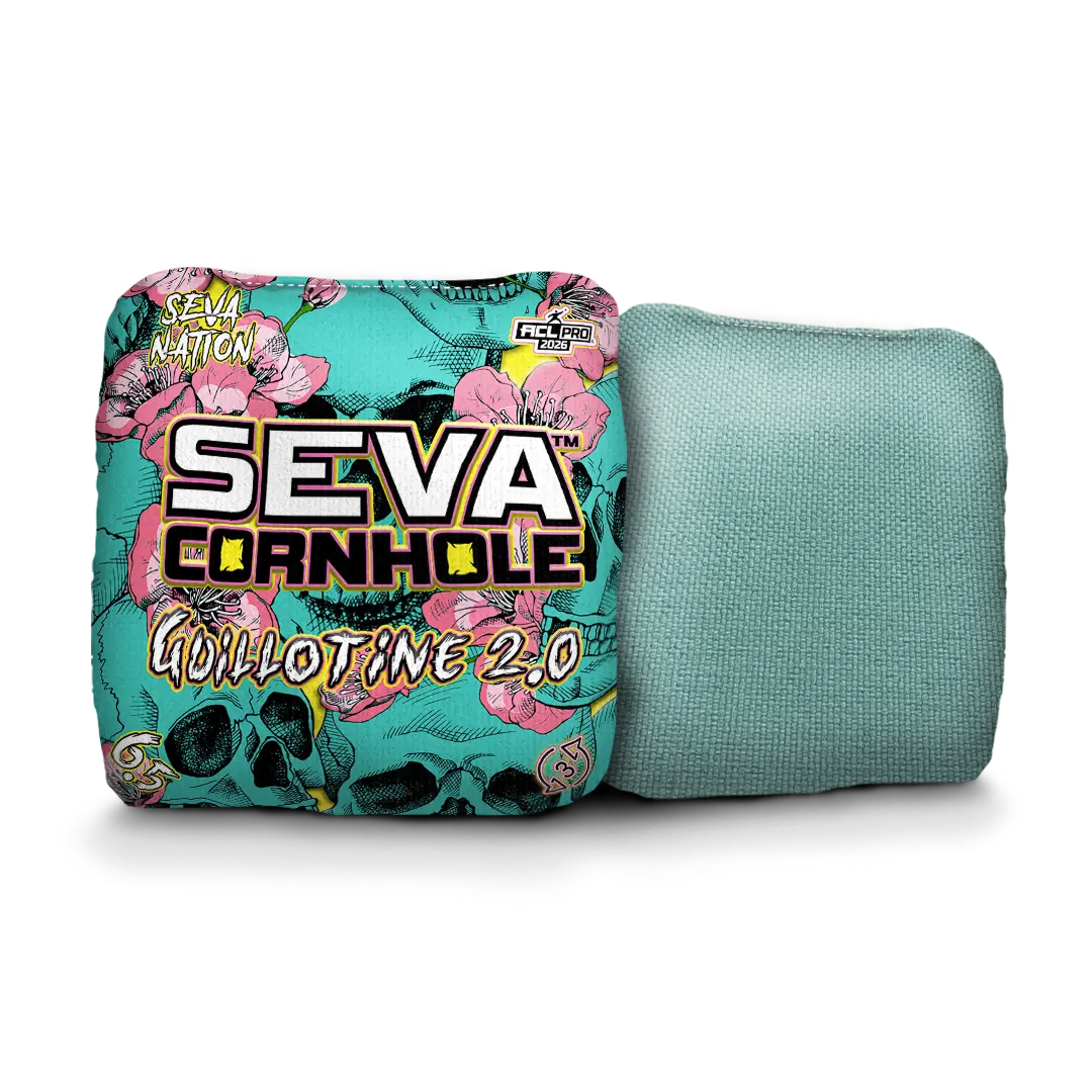 SEVA Cornhole - Guillotine 2.0 - Skulls and Flowers - Set of 4 Cornhole Bags