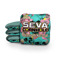 SEVA Cornhole - Guillotine 2.0 - Skulls and Flowers - Set of 4 Cornhole Bags