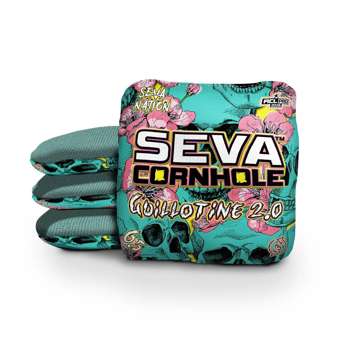 SEVA Cornhole - Guillotine 2.0 - Skulls and Flowers - Set of 4 Cornhole Bags