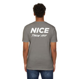 NICE Throw Shop Unisex Tee White Logo – Multiple Colors