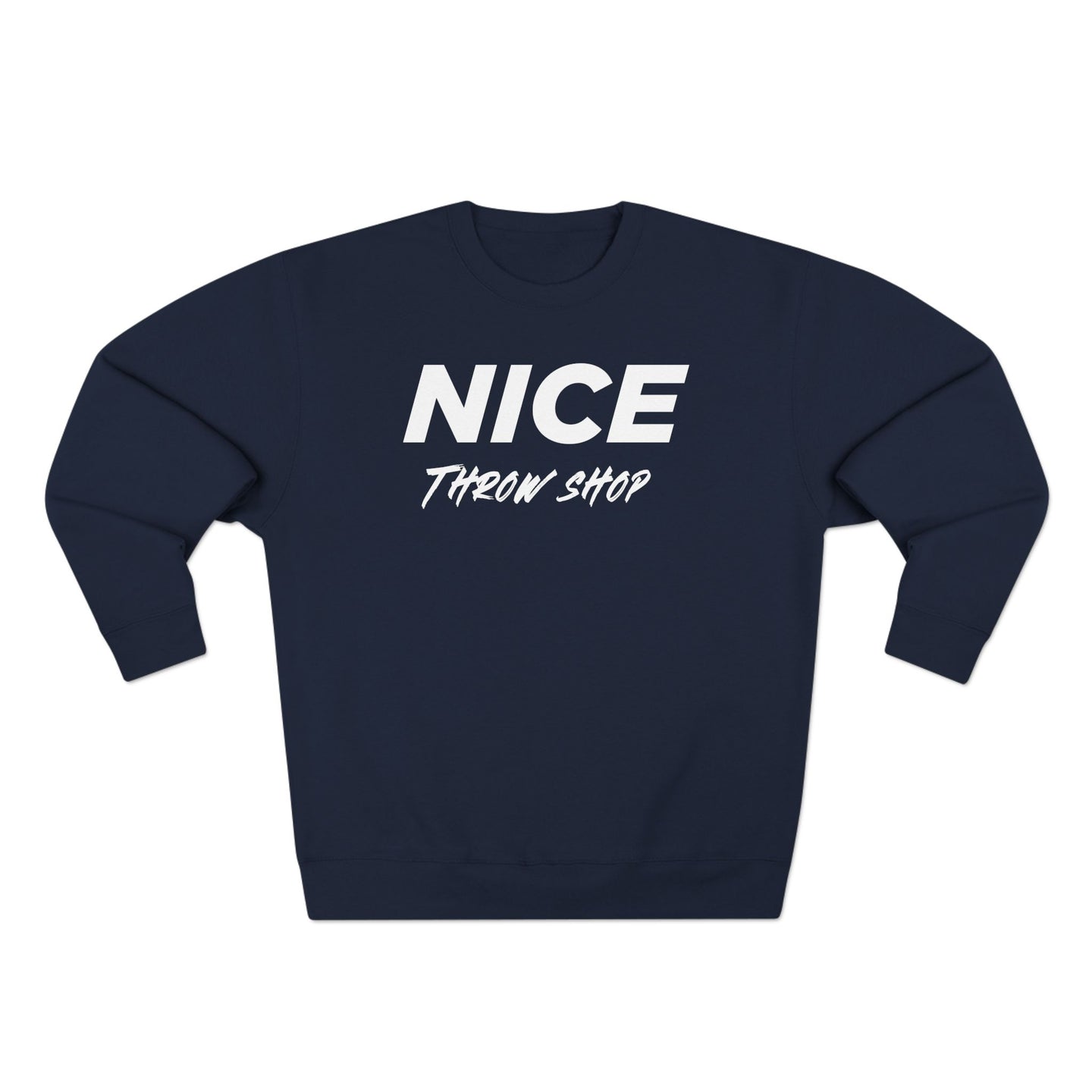 NICE Throw Shop Unisex Crewneck Sweatshirt White Logo – Multiple Colors
