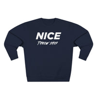 NICE Throw Shop Unisex Crewneck Sweatshirt White Logo – Multiple Colors