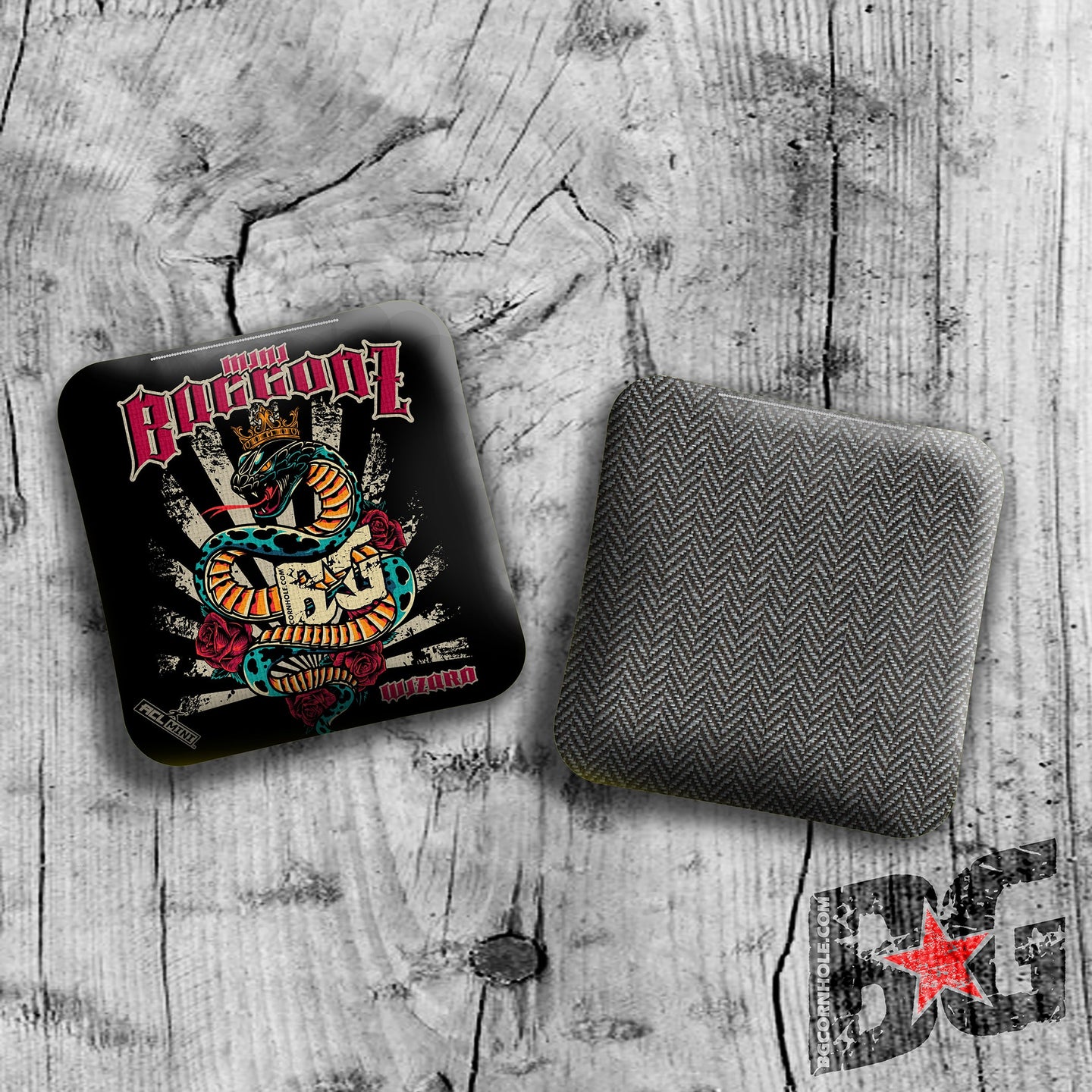 BG Cornhole MULTIPLE BAG TYPES - 2025 BG SERPENT 4” Mini Cornhole Bags - Set of 4 Bags