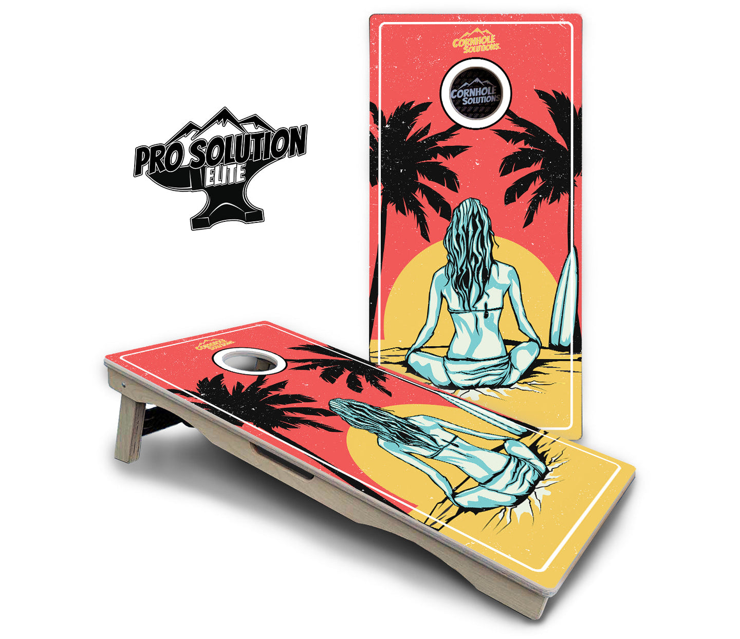 Sunset Girl Cornhole Boards - Pro Solution Elite Series