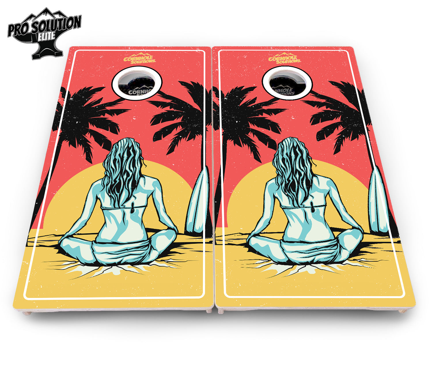 Sunset Girl Cornhole Boards - Pro Solution Elite Series
