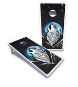Wolf Howling at Moon Cornhole Boards - All Weather Series