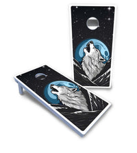 Wolf Howling at Moon Cornhole Boards - All Weather Series