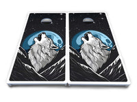 Wolf Howling at Moon Cornhole Boards - All Weather Series