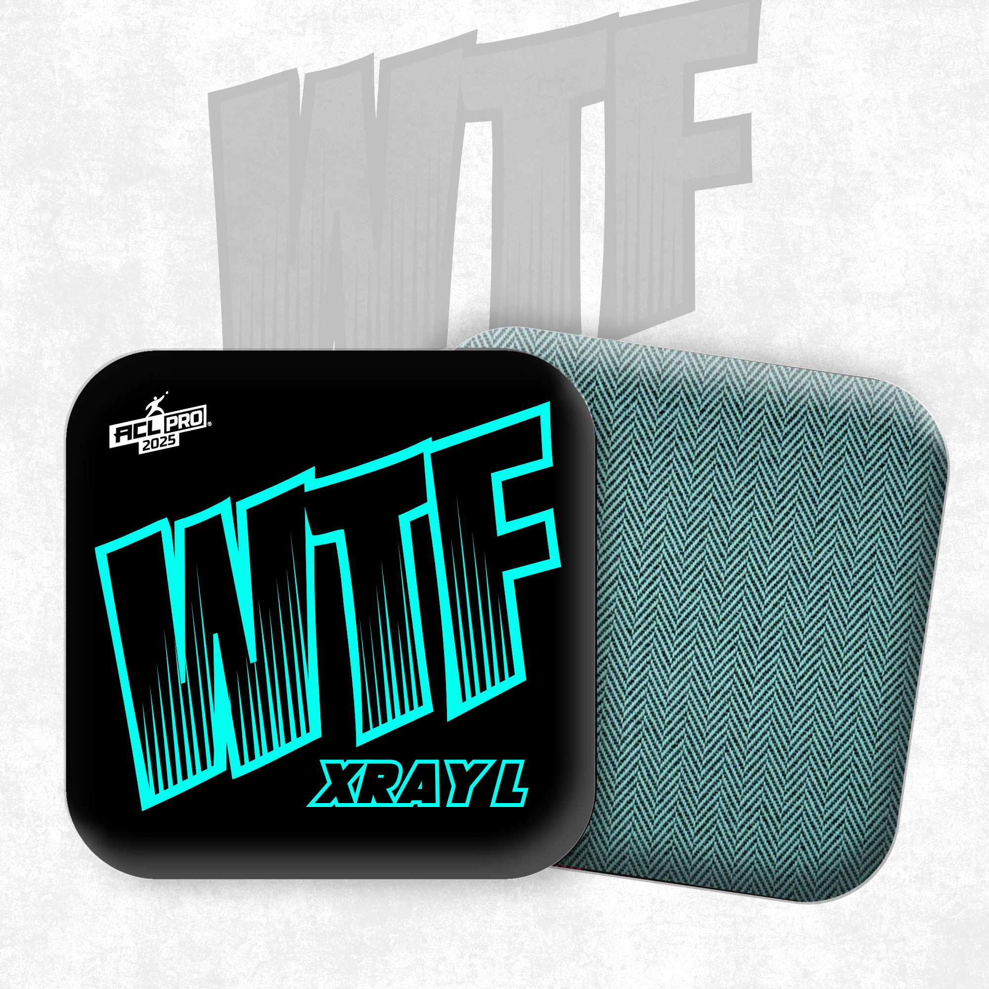 2026 WTF Cornhole X-RAY Aqua/Black carpet - ACL Pro Stamped Cornhole Bags - Set of 4 bags
