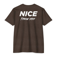 NICE Throw Shop Unisex Tee White Logo – Multiple Colors