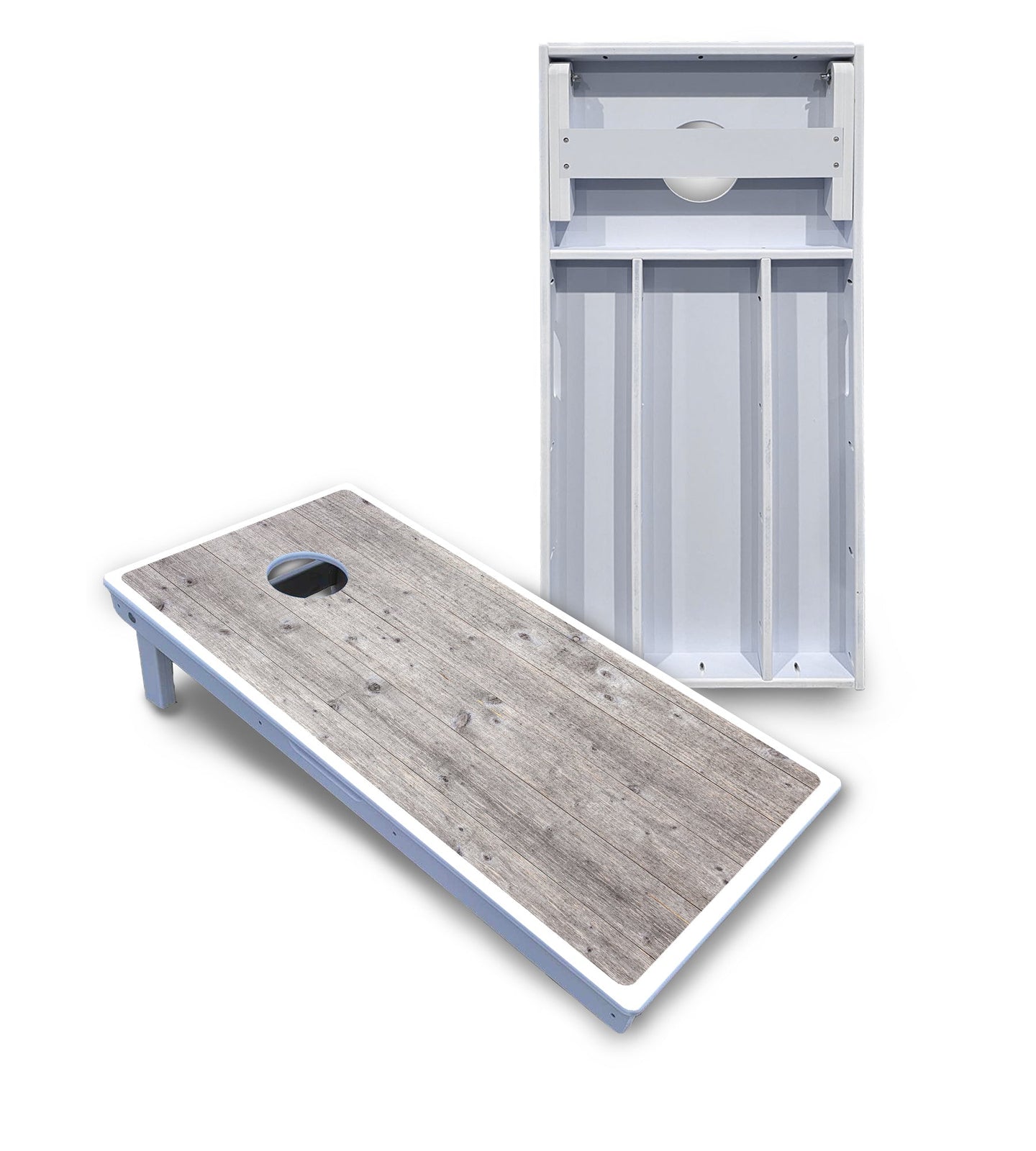 Driftwood Grey Stained Cornhole Boards - All Weather Series