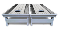 Grey Two Tone Slats Cornhole Boards - All Weather Series