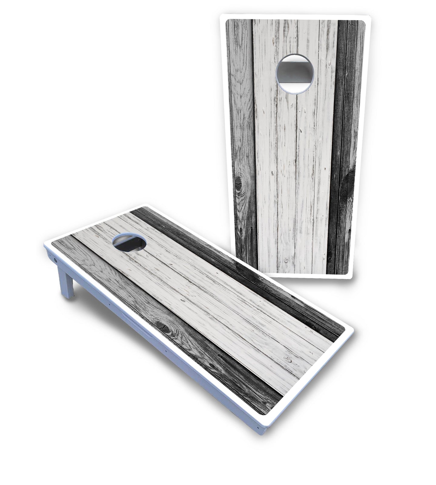 Grey Two Tone Slats Cornhole Boards - All Weather Series