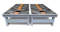 Grey Herringbone Cornhole Boards - All Weather Series
