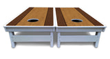 Brown Two Tone Planks Cornhole Boards - All Weather Series