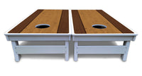 Brown Two Tone Planks Cornhole Boards - All Weather Series