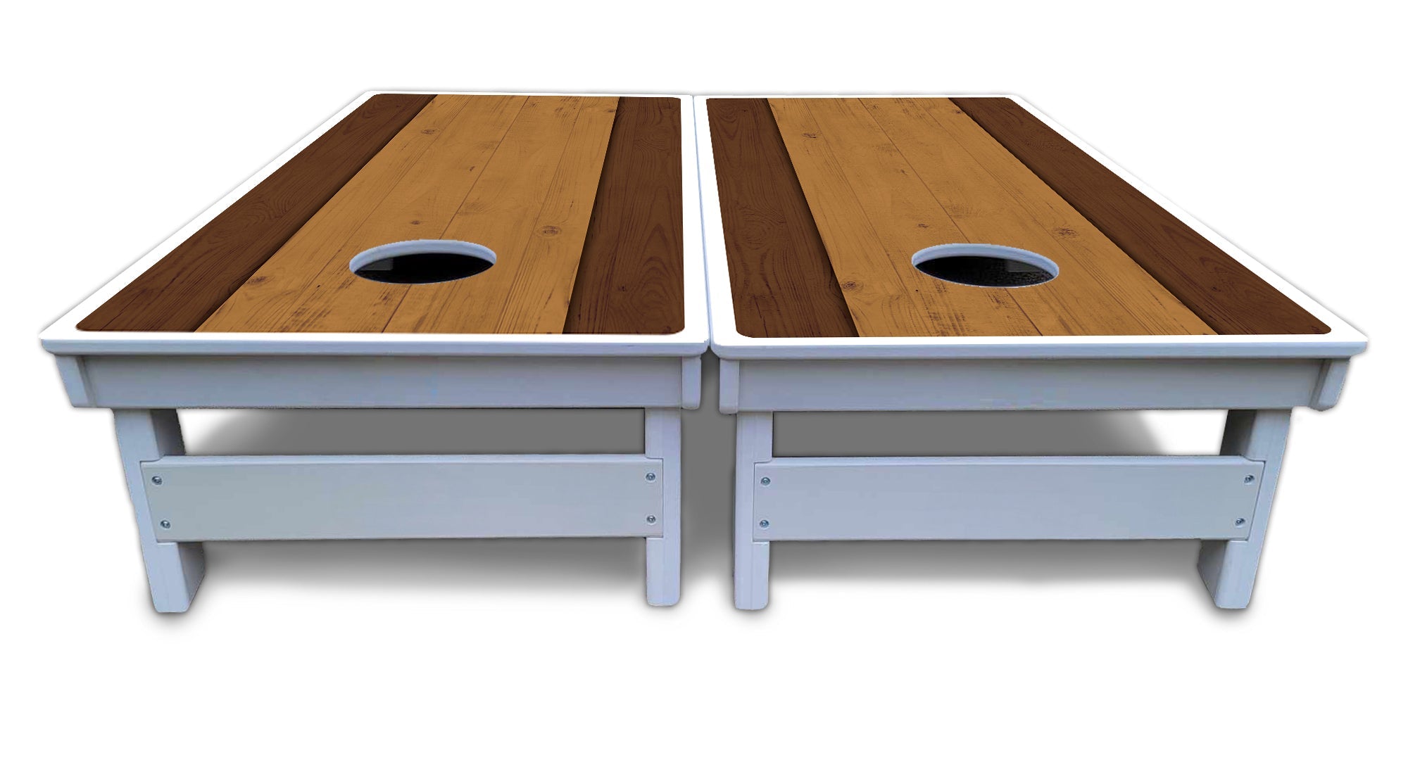 Brown Two Tone Planks Cornhole Boards - All Weather Series