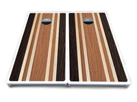 Brown Two Tone Stripes Cornhole Boards - All Weather Series