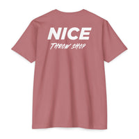 NICE Throw Shop Unisex Tee White Logo – Multiple Colors