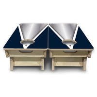Mini Cornhole Boards - Silver/Blue Triangle