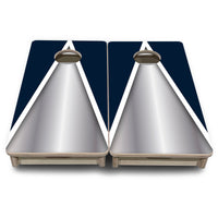Mini Cornhole Boards - Silver/Blue Triangle