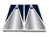 Silver/Blue Triangle Cornhole Boards - All Weather Series