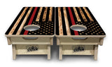 Mini Cornhole Boards - Blue & Red Line Burnt Flags