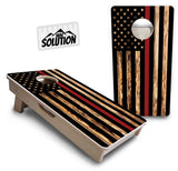 Mini Cornhole Boards - Blue & Red Line Burnt Flags